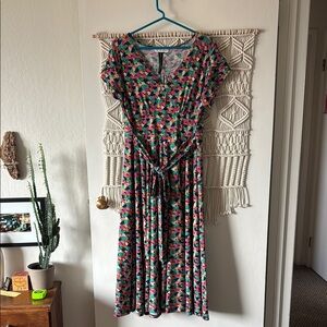 Very colorful swingy knit dress L by frock shop